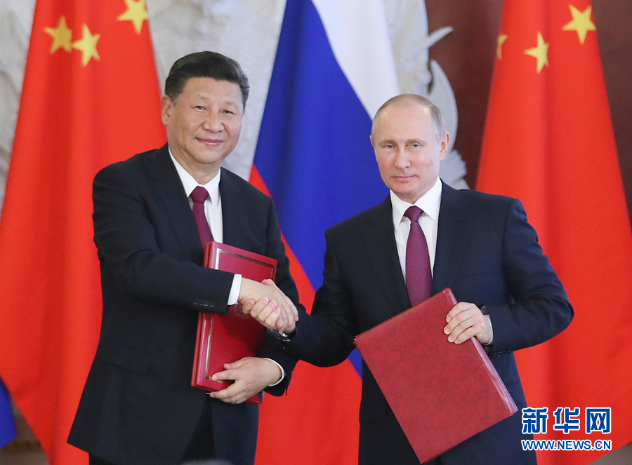 7月4日，国家主席习近平在莫斯科克里姆林宫同俄罗斯总统普京举行会谈。新华社记者 谢环驰 摄