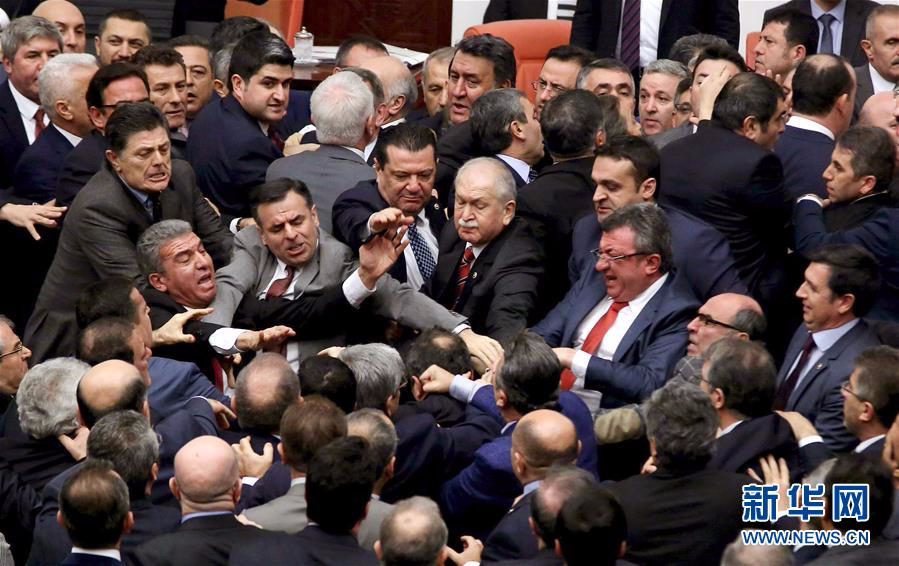 （外代一线）（3）土耳其议会讨论宪法修正案草案上演“全武行”