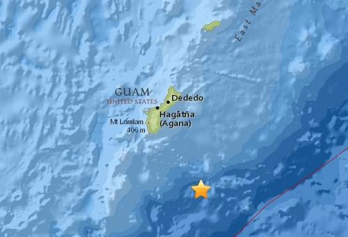 关岛东南部海域5.6级地震震源深度65.5公里