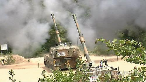 资料图片：韩军K-9自行火炮。（图片来源：韩联社）