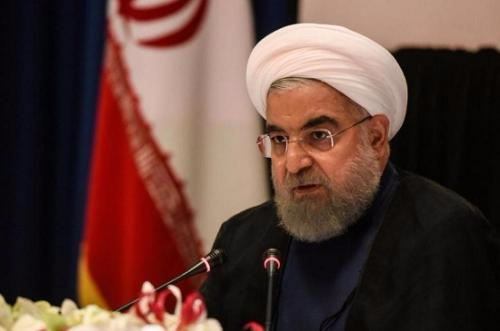 9月20日，纽约，伊朗总统鲁哈尼在联大会议期间的记者会上讲话。图片来源：路透社