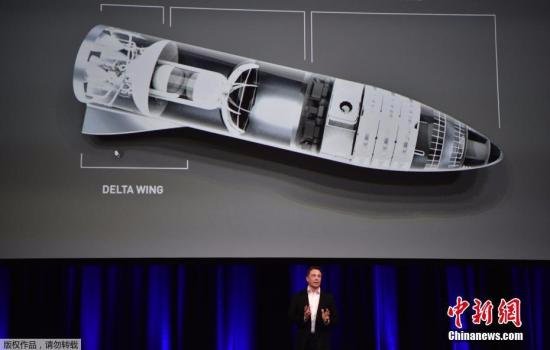 当地时间9月29日，马斯克国际宇航大会上发表演讲。马斯克称，SpaceX的新型火箭BFR时速最高可达2.9万公里。