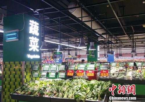 资料图：超市中的蔬菜区。<span target='_blank' href='http://www.chinanews.com/' ></div>中新网</span>记者 李金磊 摄