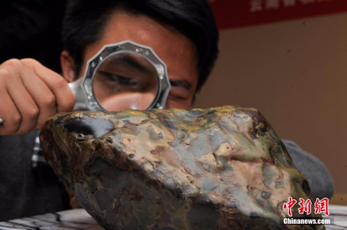 资料图：一名陨石收藏家的藏品在昆明展出。<span target='_blank' href='http://www.chinanews.com/'></div>中新社</span>记者 刘冉阳 摄