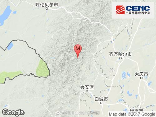 内蒙古扎兰屯市发生3.0级地震震源深度15千米