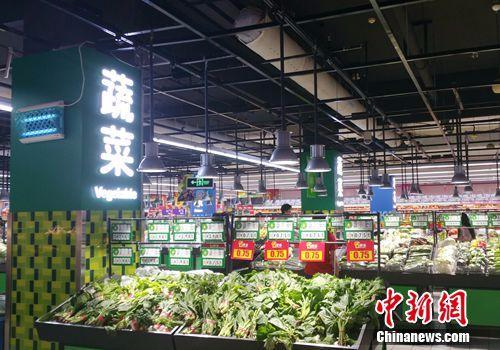 超市里的蔬菜区。<a target='_blank' href='http://www.chinanews.com/' ></table>中新网</a>记者 李金磊 摄