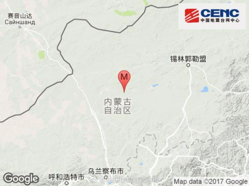 内蒙古锡林郭勒盟苏尼特右旗发生3.1级地震