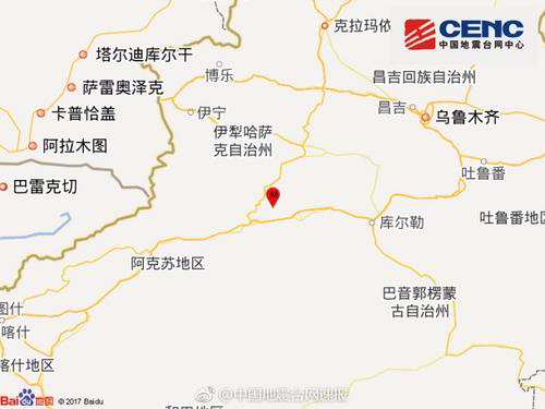新疆阿克苏库车县发生3.2级地震震源深度20千米