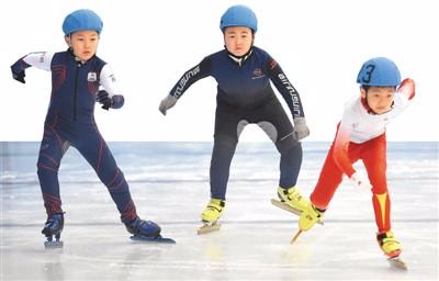 12月9日，“我要上冬奥”2017京津冀青少年短道速滑天津公开赛开赛。图为3名小选手在男子500米预赛中出发。新华社记者 岳月伟摄