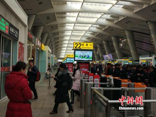 2月2日，春运第二日，北京南站检票口前大量乘客排队候车。<a target='_blank' href='http://www.chinanews.com/' >中新网</a> 李金磊 摄
