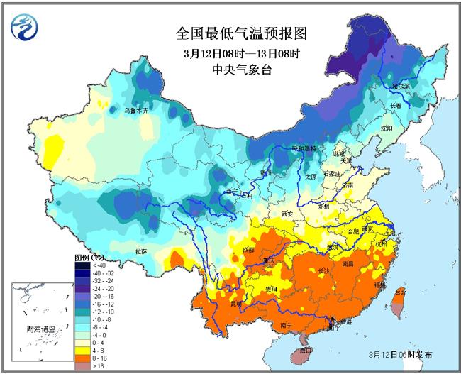 江南华南将有中到大雨 全国大部气温回升